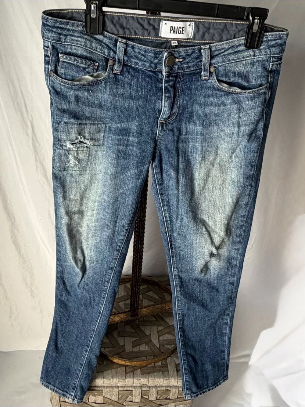 PAIGE Skyline Ankle Peg Distressed Skinny Jeans Size 29 Medium Wash
